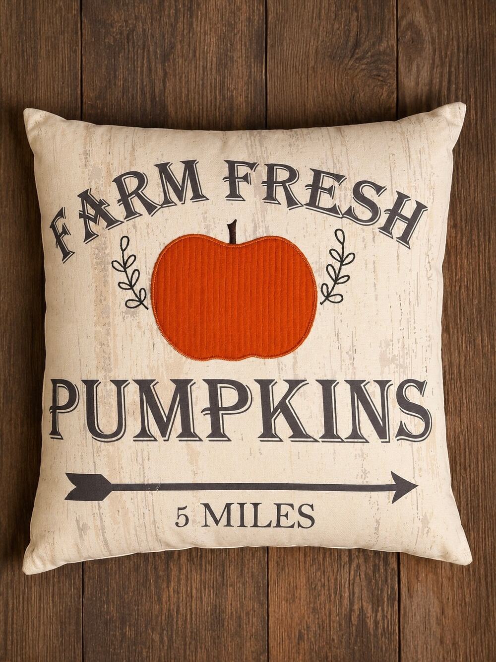 Farm Fresh Pumpkins Decorative Throw Pillow Fall Harvest Accent Cushion